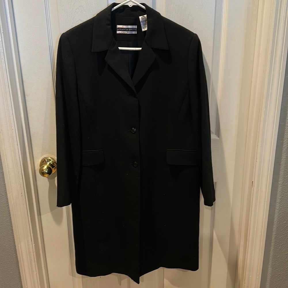 Amanda Smith pure wool black long coat size 14